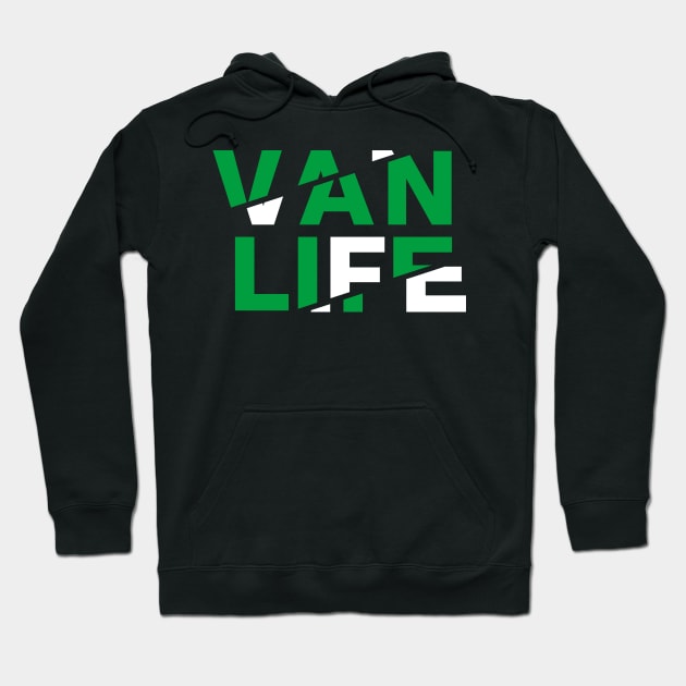 Vanlife: tracks - Green white Hoodie by The Van Life